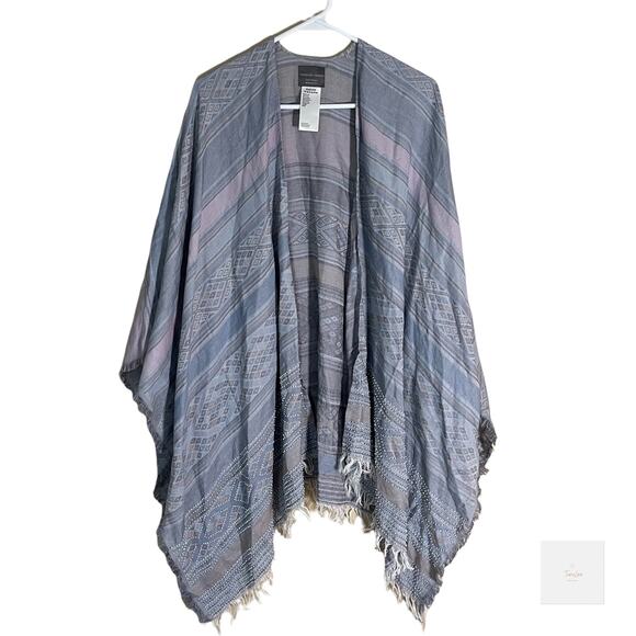 Moment by Moment Dutch Design Shawl Wrap One Size Beaded Fringe - Picture 1 of 4